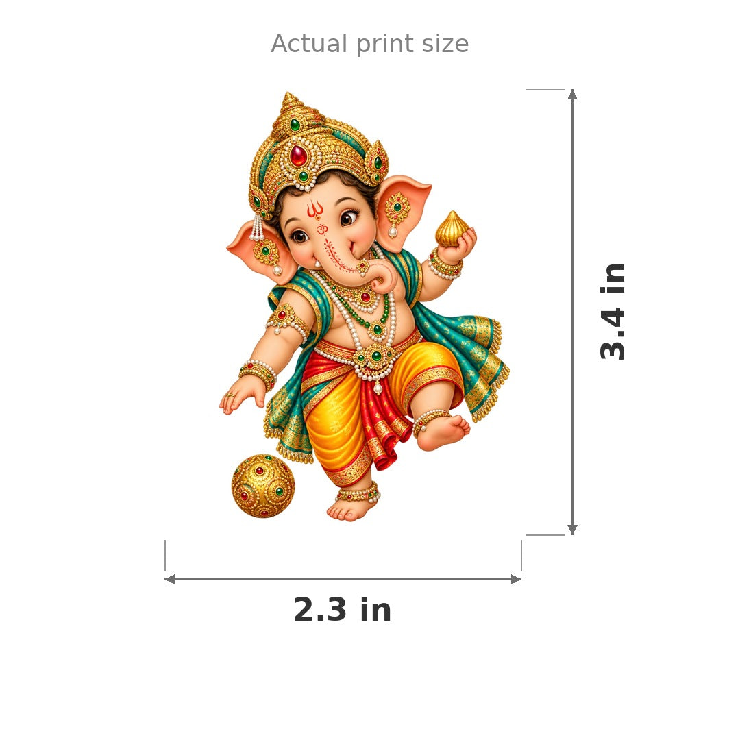 Baby Ganesha iron-on patch — actual print size 2.3 by 3.4 inches