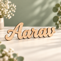 Natural wood personalized name cutout, laser-cut custom wooden name sign